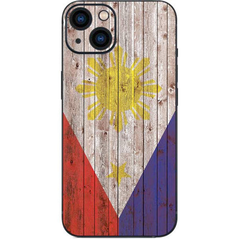 Philippines Flag Dark Wood iPhone 15 Skin